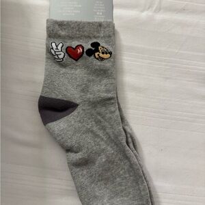Disney parks adult Gray Casual Socks with peace love Mickey Design